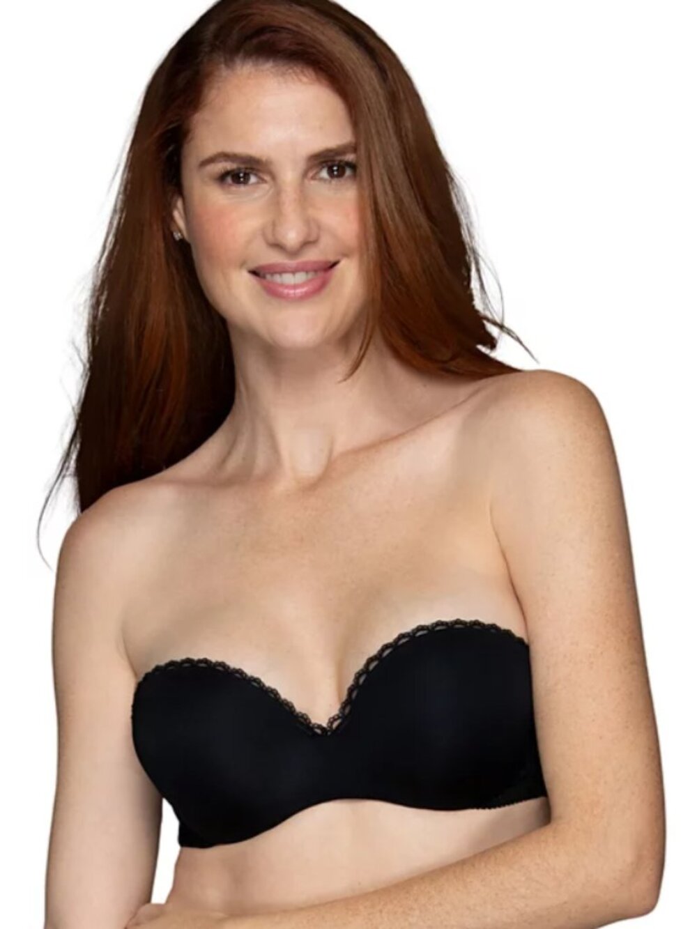 Vanity Fair Ego Boost Strapless Push Up Bra Black 36B Lace Trim NWT
